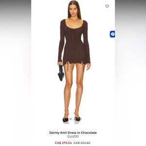 Guizio Brown Knit Mini Dress